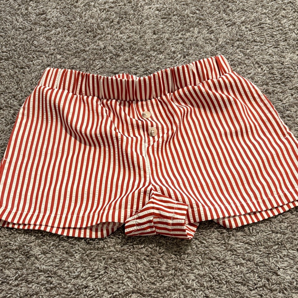 Striped Red and White Women's Shorts